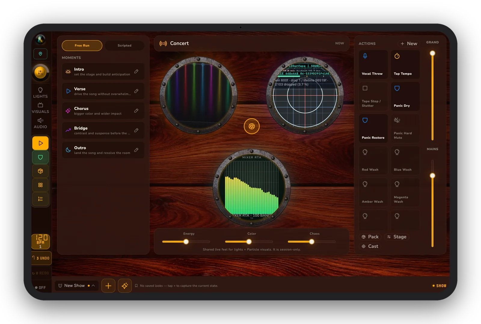sho.run Perform view on an iPad driving a DIY warehouse rig